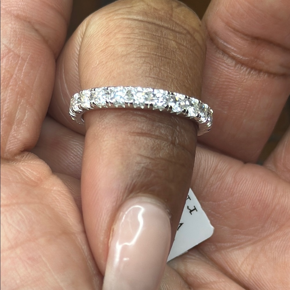 Sterling Silver Eternity Band with Clear Moissanite Stones